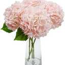 Jahe 4 Pcs Hydrangea Artificial Flowers, 20'' Tall Large Bloom Faux Hydrangea Flowers,Real Touch Fake Flowers, Bouquet Home Wedding Party Decor, DIY Floral Arrangement,Light Pink