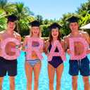 Sumind 11 Pcs Grad 2026 Pool Floating Letters, Pink Glitter EVA Foam Graduation Pool Party Decorations with Grad Cap and Beach Ball, Congrats Graduation Prom Photo Props, 12 x 16 Inches, 12.99 x 19.29"