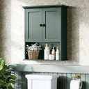 Bathroom Wall Cabinet, Wooden Medicine Cabinet Above Toilet Storage Cabinet with Doors and Adjustable Shelf Wall Mounted Storage Organizer Cabinet Over Toilet Cabinet (Forest Green)