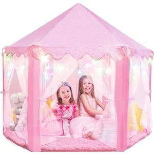 Princess Tent for Kids - 55" X 53" with Led Star Lights - Princess Toys - Toddler Play Tent Without Rug - Playhouse, Castle