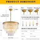 Gold Crystal Chandelier 22.9" 10-Lights Modern Crystal Pendant Lights 4-Tier Luxury K9 Hanging Dining Room Lighting Fixture for Living Room Bedroom Kitchen Island Entryway Stairway Office
