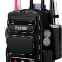 Rolling Baseball Bag,Wheeled Softball Bag with Fence Hook for TBall Bat & Equipment,Lightweight Baseball Bat with Shoe Compartment (Black)