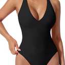 SUUKSESS Women Sexy Low Back One Piece Swimsuit Slimming Tummy Control Bathing Suit, Small