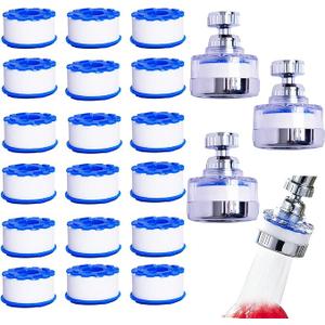 21Pcs Sink Water Filter Faucet With Cartridges, Universal 360 ° Rotating Kitchen Faucet Water Filter Removes Fluoride Heavy Metals Hard Water Compatible with most Bathroom/Kitchen/Laundry Sink Faucets