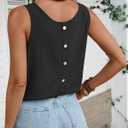 AKEWEI Cotton Linen Tank Tops for Women 2026 Spring Summer Sleeveless Crewneck Shirts Basic Blouses Casual Outfits (Black, S)