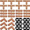 Irrigation Fittings Kit for 1/2" Tubing, 32 Pieces Line Connectors for Drip Sprinkler Systems - 12 Couplings, 8 Tees, 6 Elbows, 6 End Caps, Parts for 1/2 Inch Hose