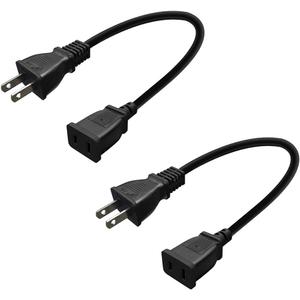 Toptekits 2-Pack USA Outlet Saver Power Extension Cord Cable 125V 10A 2-Prong 2 Outlets for NEMA 5-15P to NEMA 5-15R (1.6ft/50cm)