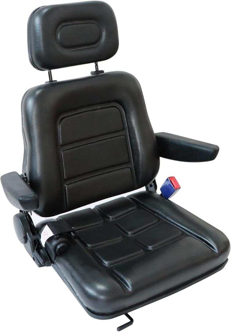 GXARTS Universal Forklift Excavator Tractor Seat with Adjustable Angle Back Micro Switch and Slide Compatible with Tractor Excavator Skid Loader Backhoe Dozer Telehandler Equipment Construction