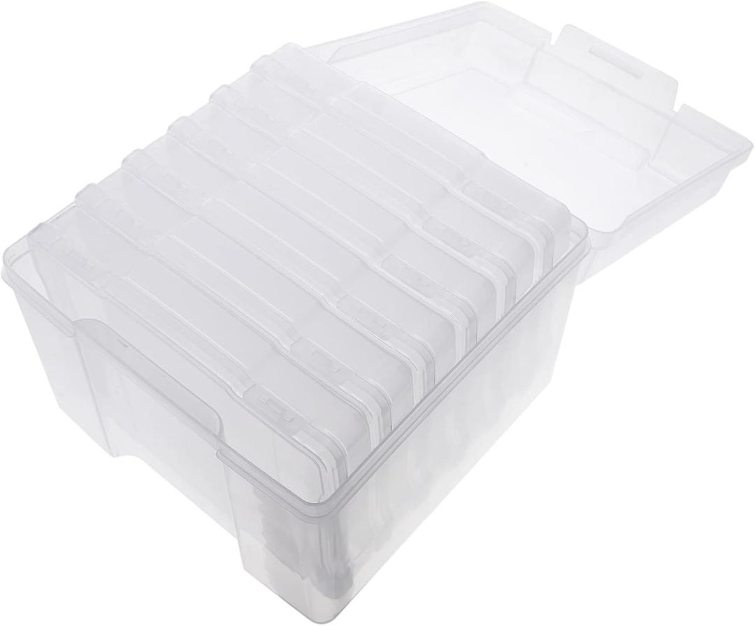 Photo Box Organizer Dividers Sturdy Plastic Scrapbook Supplies for Greeting Cards Storage