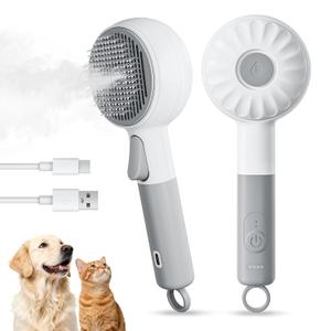 Pet Spray Brush for Cats & Dogs, 3-in-1 Grooming Tool with Cool Mist, 2-Speed Spray Settings, Removes Dander & Deshedding, One-Touch Self-Cleaning Hair Brush, for Long Short Hair Pets