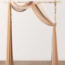 Ling's Moment Wedding Arch Draping Fabric 3 Panels 20Ft Chiffon Fabric,Sheer Draping Fabic for Wedding Arrangement Ceremony Reception Backdrop Party Swag Home Decor (Nude & Walnut Brown)