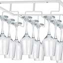 MOCOUM Wine Glass Rack, Under Cabinet Wine Glass Holder Metal Stemware Holder Glasses Storage Hanger