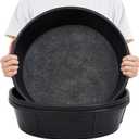 Sadnyy 3 Pcs Rubber Feeder Pan 3 Gallon Horse Feed Pan Rubber Dog Bowl Pig Feeder Large Utility Bucket for Goats Horses Chicken Dust Bath Container Animal Feeding, 17.5 x 5.3 inches