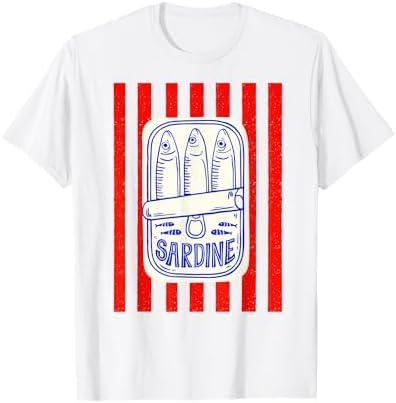 Les Sardines Red Stripes Fisherman Aesthetic Coastal Sardine T-Shirt, Size: M