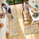 KIMODE Kitchen Anti Fatigue Mats, Farmhouse Flower Kitchen Rugs Sets of 2, Memory Foam Kitchen Mats for Floor, Waterproof Non Skid Standing Mats for Sink Laundry Office Desk Brown 20"x71"+20"x32"