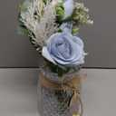 Faux Flowers with Vase,Artificial Silk Roses in Vase, Fake Plant Eucalyptus Flower Arrangement for Home Office Farmhouse Bathroom Dining Table Centerpiece Decorations Coffee Table Decor (Dusty Blue)