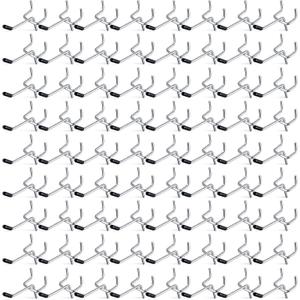 Moxweyeni 100 Pcs Pegboard Hooks Peg Board Organizer Accessories Holders Hanging Stainless Steel Display Wall Hooks for 1/8 and 1/4 Pegboard Wall for Garage Storage Tools(2 Inch)