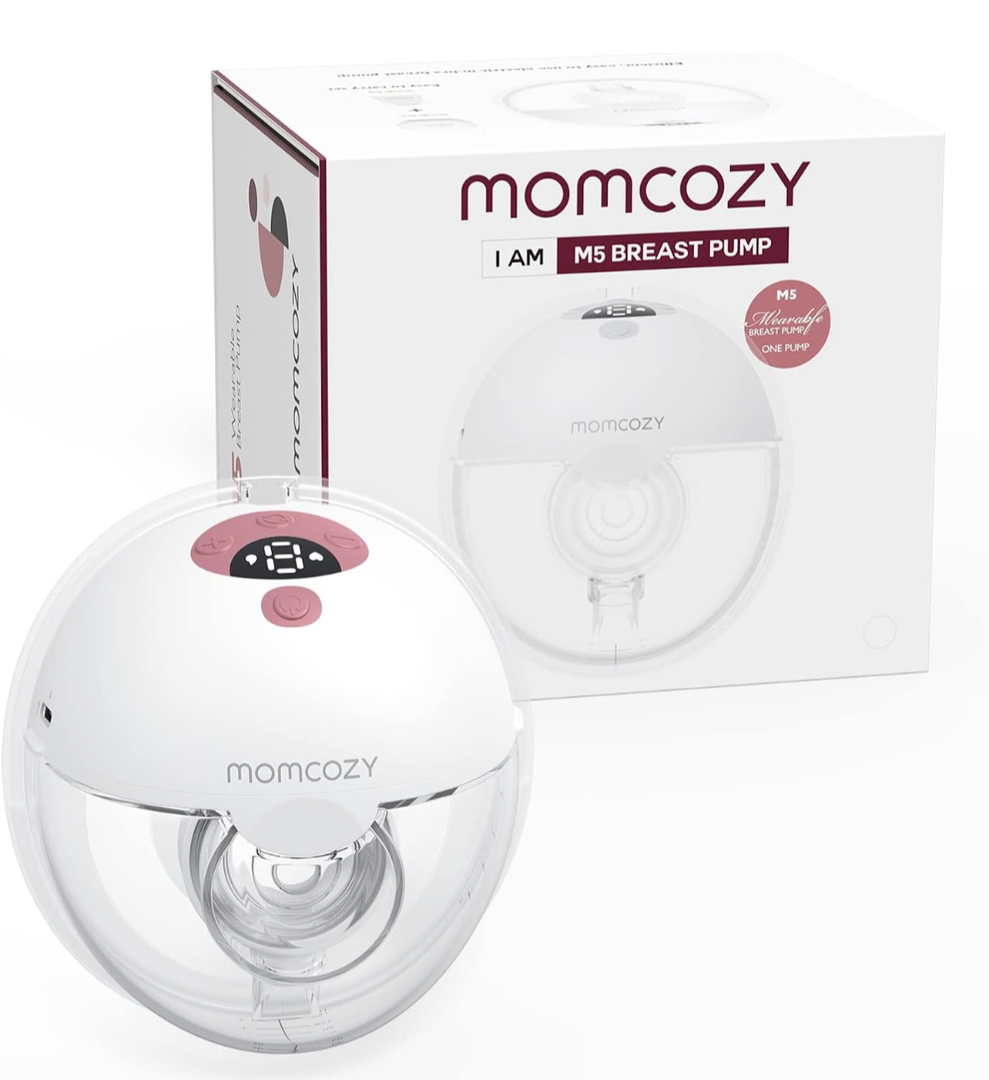 Momcozy Breast Pump Hands Free M5, Wearable Breast Pump of Baby Mouth Double-Sealed Flange with 3 Modes & 9 Levels, Electric Breast Pump Portable - 24mm, 1 Pack
