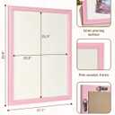 Framed Linen Bulletin Board - 18 x 24 inches Fabric Organizer Pinboard for Wall, Picture Display Vision Board, Cutecore Room Decor - Natural Linen with Pink Frame
