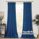 NICETOWN Blue Velvet Curtain Panels 84 inch Long, Luxury Rod Pocket Window Treatment Elegant Velvet Curtains for Living Room/Bedroom/Home Theatre (1 Pair, W52 x L84)