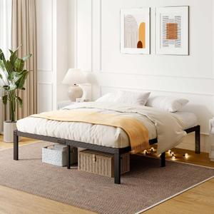 ZIYOO Full Size Bed Frame with Heavy Duty Steel Slat, 14 Inches Platform Bed Frame, Non-Slip Design, No Box Spring Needed, Easy Assembly, Quiet Noise Free, Under Bed Storage Space, Black