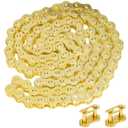 HIAORS Gold Color 420 Chain 102 Links with Two Chain Master Link Compatible with CRF 50 70cc XR50 NST PW80 Pit Dirt Bike 110cc SSR SDG 125cc ATV Quad Motorcycle Motocross