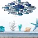 Hotop Metal Fish Wall Decor Handcrafted Fish Art Summer Metal Wall Sculpture Marine Decor for Coastal Nautical Beach or Boat Decoration Collector Vacation House Art Bedroom Bathroom Living Room(Fish)