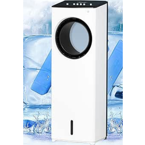 FQWYNMZ Portable Evaporative Coolers for Home, 80/110W Air Cooler 4-in-1 Tower Fan/Cooling/Humidifier/Air Purifier Air Conditioner Bladeless Oscillation 8H Timer Remote Control with 4 Ice Crystal