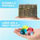 Sloosh Diving Gems Pool Toys, 16 Big Colorful Diamond with Pirate Treasure Chest,Swim Dive Toy for Kids Underwater Gemstone Swimming Training Gift Water Pool Games(Gold)