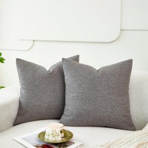 Sunday Praise Pack of 2 Soft Faux Linen Decorative Throw Pillow Covers 18x18 Inch Solid Accent Cushion Covers Cozy Square Pillow Cases for Couch Sofa Bed Living Room Farmhouse Home Dcor Grey