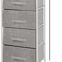 Flash Furniture Harris 4-Drawer Storage Chest of Drawers, Modern Bedroom Dresser with 4 Easy Pull Fabric Drawers and Engineered Wood Top, Light Gray, 11.8"D x 17.8"W x 37.3"H