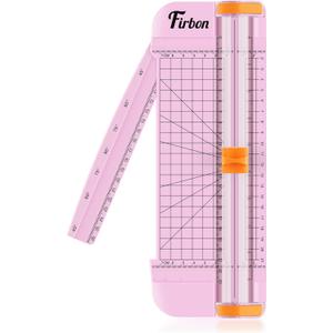 Firbon Pink A5 Paper Cutter, Straight Small Paper Trimmer with Side Ruler for Scrapbooking Craft, Paper, Coupon, Label, Cardstock