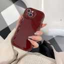 ekoneda for iPhone 16 Pro Max Case Simple Curly Wavy Frame Design, Silicone Cute Glossy Aesthetic Wave Thin Slim Fit Soft TPU Protective Phone Case for iPhone 16 Pro Max Cover Women Girls, Wine Red