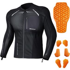 DUHAN Motorcycle Shirt Mesh Motorcycle Jacket Men with CE Level 2 Armor motorcycle protective gear for All Seasons (Orange)