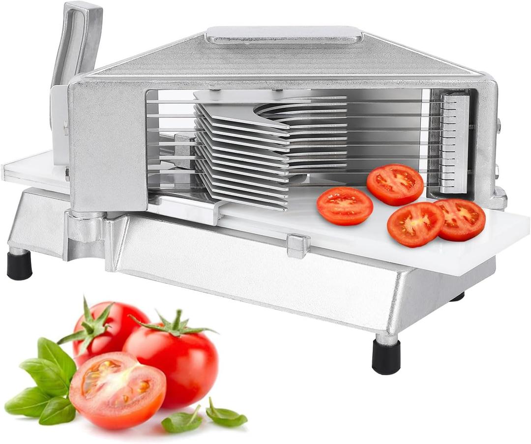 Commercial Tomato Slicer, 3/8" Heavy Duty Tomato Slicer Tomato Cutter With Built-In Cutting Board for Home or Restaurant Use