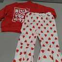 Toddler Baby Girl Valentines Outfit Daddy 's Valentine Crewneck Sweatshirt Shirts Flare Pant Valentines Clothes (12-18 Months, Red - Miss. Steal Your Heart)