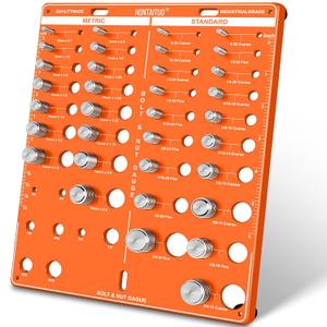 42 Nut and Bolt Thread Checker Standard and Metric,Bolt Size and Thread Gauge with 19 Standard & 15 Metric Bolt & 8 Drill Bit Gauge,Bolt and Nut Identifier Gauge (Orange)