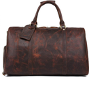 Leather Duffel Bags for Men and Women with Shoes Pouch Travel Carry On Bags (Chocolate)