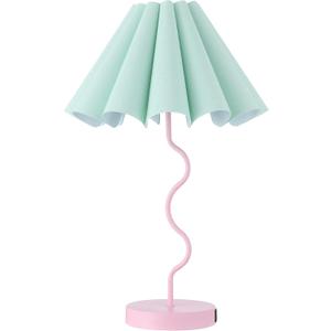 Table Lamp for Bedroom Nightstand Modern Touch Green Pink Lamp Dimmable Lamp for Living Room End Table with USB Port and Outlet