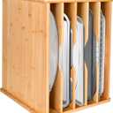 Cookie Sheet Organizer for Cabinet, 6 Tier Sheet Pan Organizer, Baking Sheet Organizers Inside Cabinet, Bamboo Kitchen Organizer for Bakeware and Cutting Board