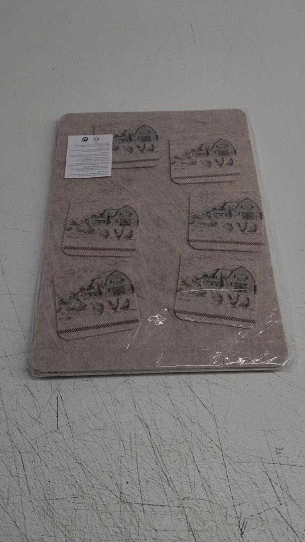 Casaido Farmhouse Placemats Set of 6- Felt Placemats with Coasters Heat Stain Scratch Resistant Oil-Proof Washable Wipeable Outdoor Indoor for Dining Patio Table Kitchen,17â€™â€™Ã—12â€™â€™