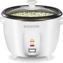 Proctor Silex Rice Cooker & Food Steamer, 10 Cups Cooked (5 Cups Uncooked), Includes Steam and Rinsing Basket, White (37533G)