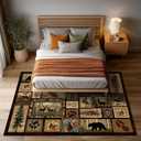 Cabin Rustic Area Rug 4x6 Living Room Rug,Deer Country Wildlife Bear,Vintage Area Carpets for Bedroom,Ultra-Thin Washable Throw Rugs Entryway Indoor Non Slip Accent Floor Mats for Dining Room,Laundry