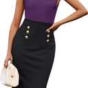 GRACE KARIN 2025 Women's Lightweight Mock Neck Business Work Dress Sleeveless Double Breasted Bodycon Midi Dress (XX-Large, Purple-black)