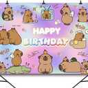8x6FT Capybara Backdrop Capybara Themed Supplies for Boys Girls Baby Shower Cute Capybara Photo Background for Kids Birthday Decorations Photo Studio Props Vinyl