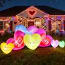 9.5FT Long Valentine Inflatables Outdoor Decorations - Valentine's Day Inflatable Seven Love Hearts Blow up Decoration, Built-in LED Lights Valentines Inflatables Wedding Yard Party Decor