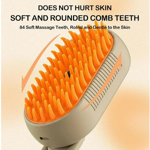 Puffease Cat Steam Brush, Spritz Defur Comb for Cats, Quick & Easy Pet Hair Remover, Massaging & Deshedding - Anti-Static, Moisturizing, USB Rechargeable for Dogs & Cats (Brown)