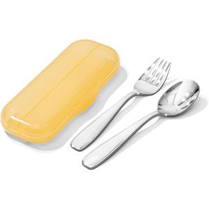 2 x KINGSTONE Toddler Utensils Set with Case, 18/10 Stainless Steel Kids Silverware - Children Safe Small Fork & Spoon, Food-Grade Toddler Dishes, Mirror Polished, Dishwasher Safe