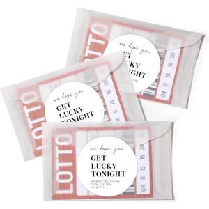 AmazingSpark 120 Sets Wedding Lottery Ticket Envelopes with Stickers 4.25x2.5'' Mini Lotto Ticket Holders We Hope You Get Lucky Tonight Stickers for Bachelorette Bridal Party Favors