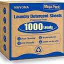 1000 Loads Mega Pack Laundry Detergent Sheets, Eco-friendly Laundry Sheets, Powerful Cleaning, Suitable for Homes, Dorms, and Apartments- [Fragrance-Free]